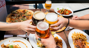 Beer cheers on a summer table